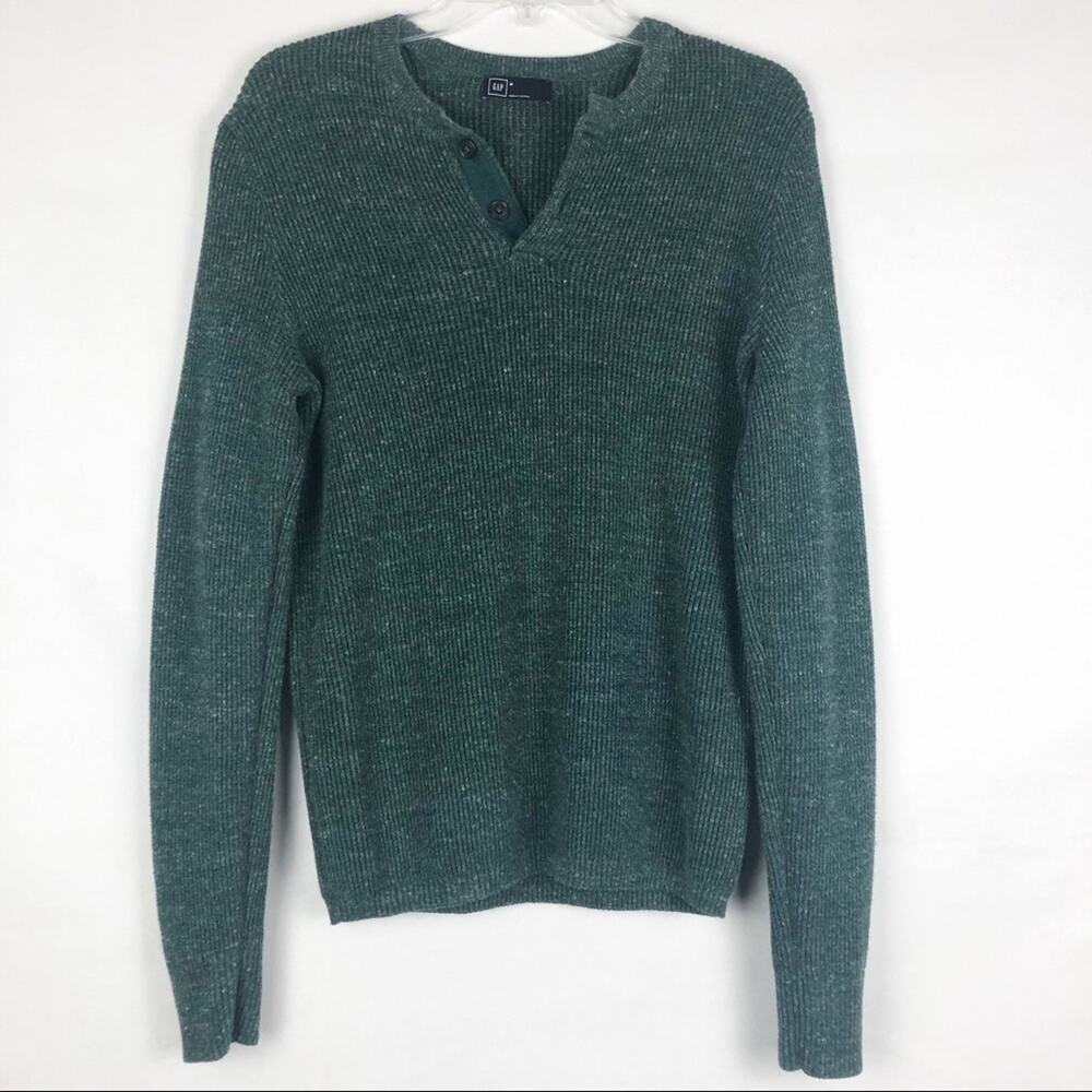 GAP Men’s Pullover Green Ribbed Sweater Size M Casual Workwear